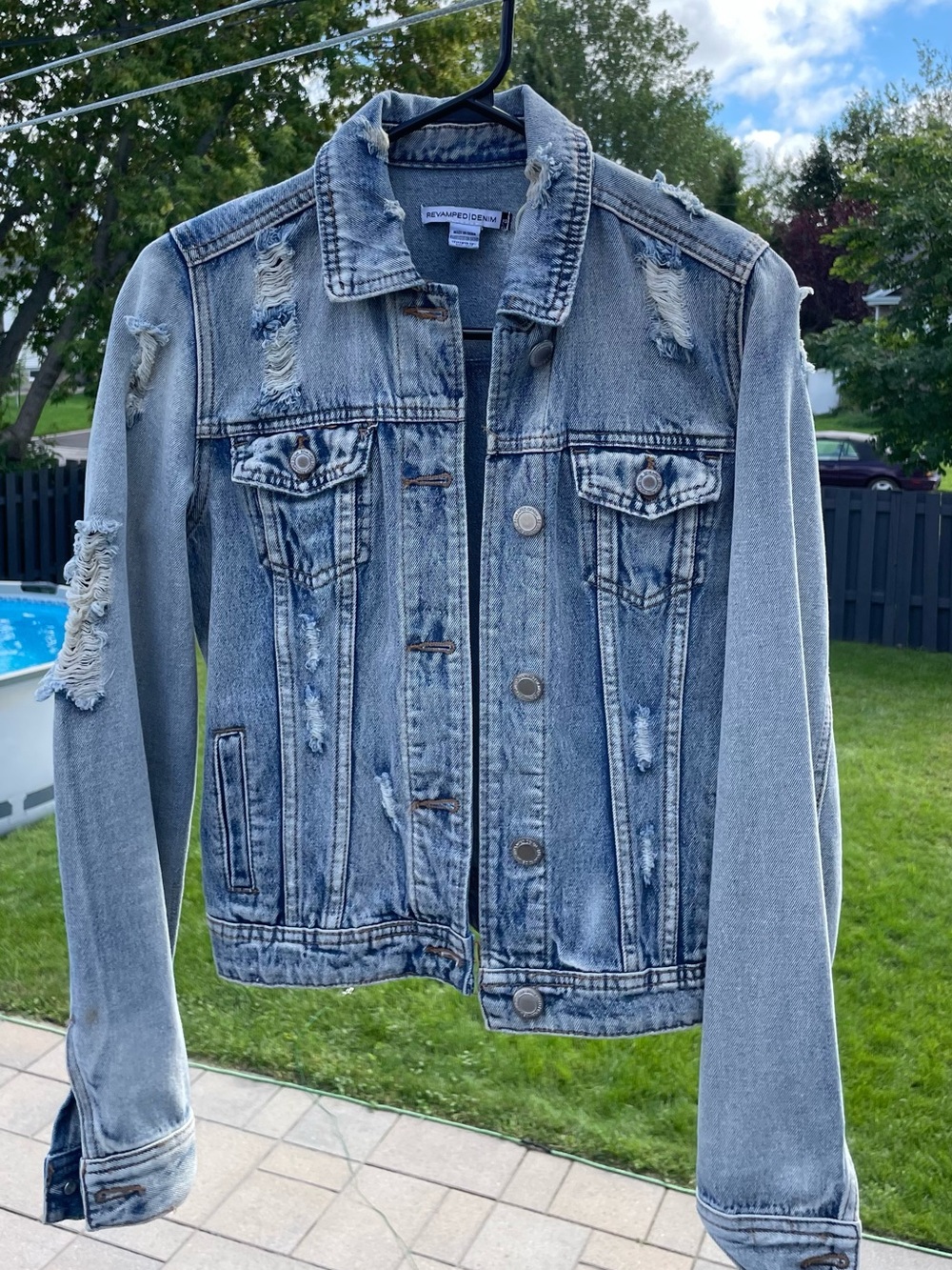 Revamped Distressed Light Blue Jean Jacket